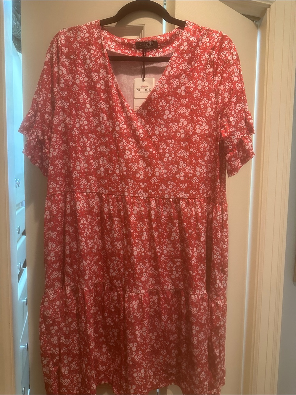 Red Floral Midi Dress